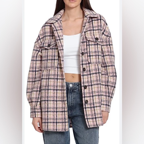 Avec Les Filles Pink Plaid Shacket - Picture 1 of 16